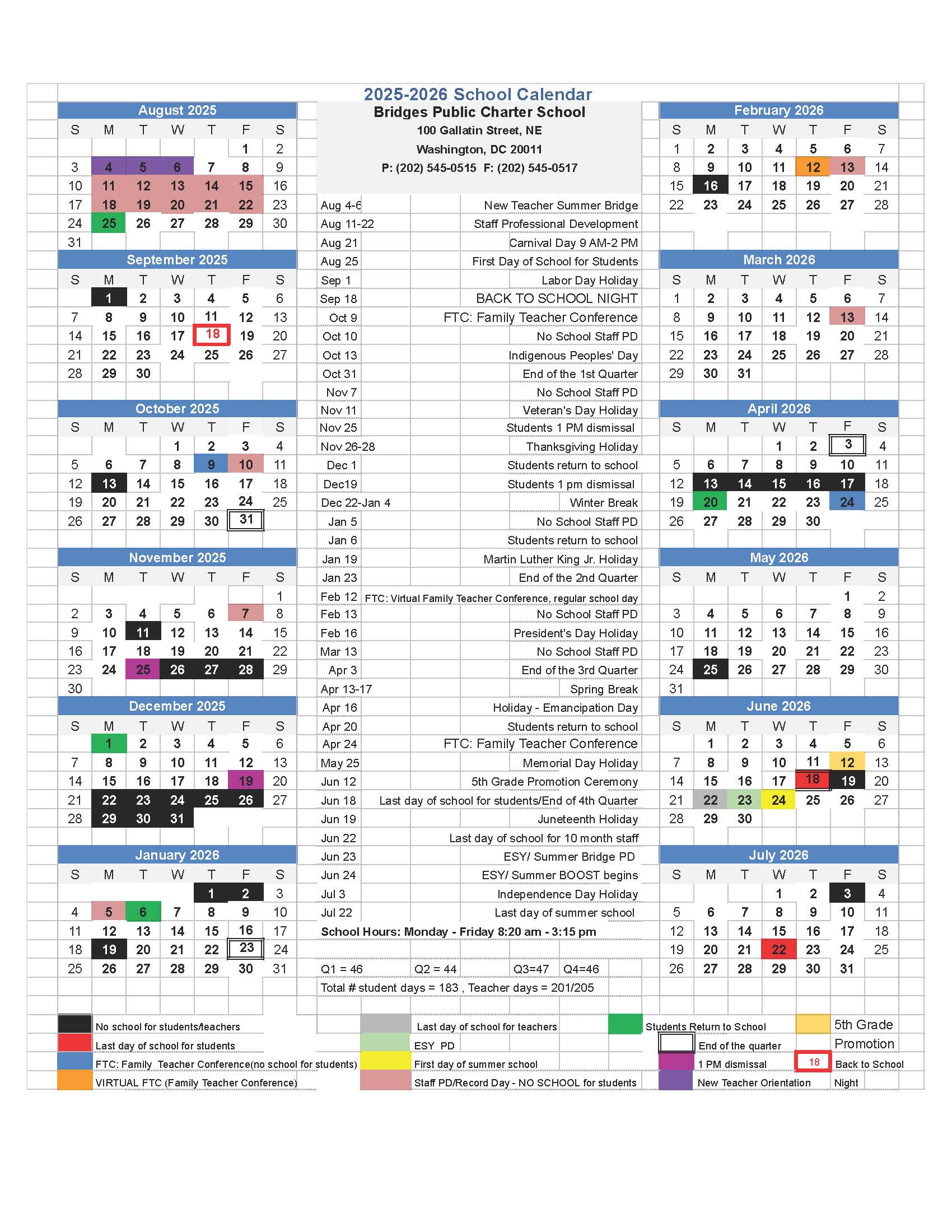 2025-2026 School Calendar